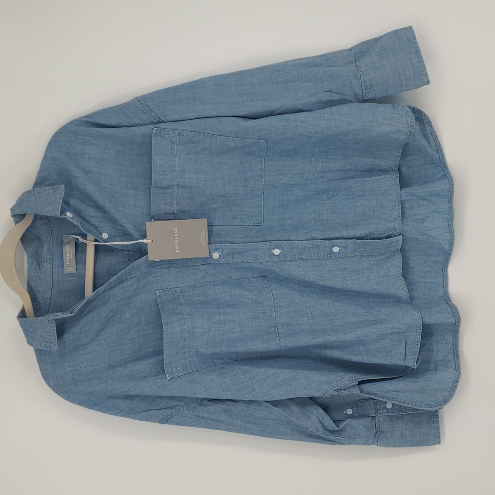 Everlane Women's Denim The Boxy Oxford Long Sleeve Shirt Size Small Oversized